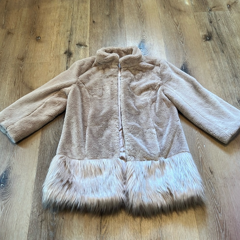 Tyler Boe designer Stylish Blue Faux Fur Coat extra small